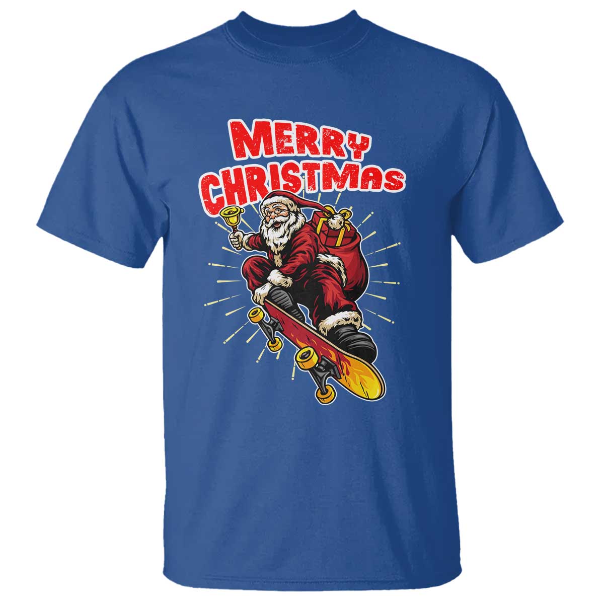 Santa Skateboarding Christmas T Shirt Funny Skater Xmas - Wonder Print Shop