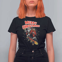 Santa Skateboarding Christmas T Shirt For Women Funny Skater Xmas - Wonder Print Shop