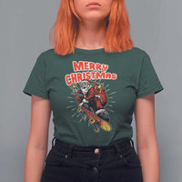 Santa Skateboarding Christmas T Shirt For Women Funny Skater Xmas - Wonder Print Shop