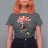 Santa Skateboarding Christmas T Shirt For Women Funny Skater Xmas - Wonder Print Shop