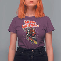 Santa Skateboarding Christmas T Shirt For Women Funny Skater Xmas - Wonder Print Shop