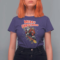 Santa Skateboarding Christmas T Shirt For Women Funny Skater Xmas - Wonder Print Shop