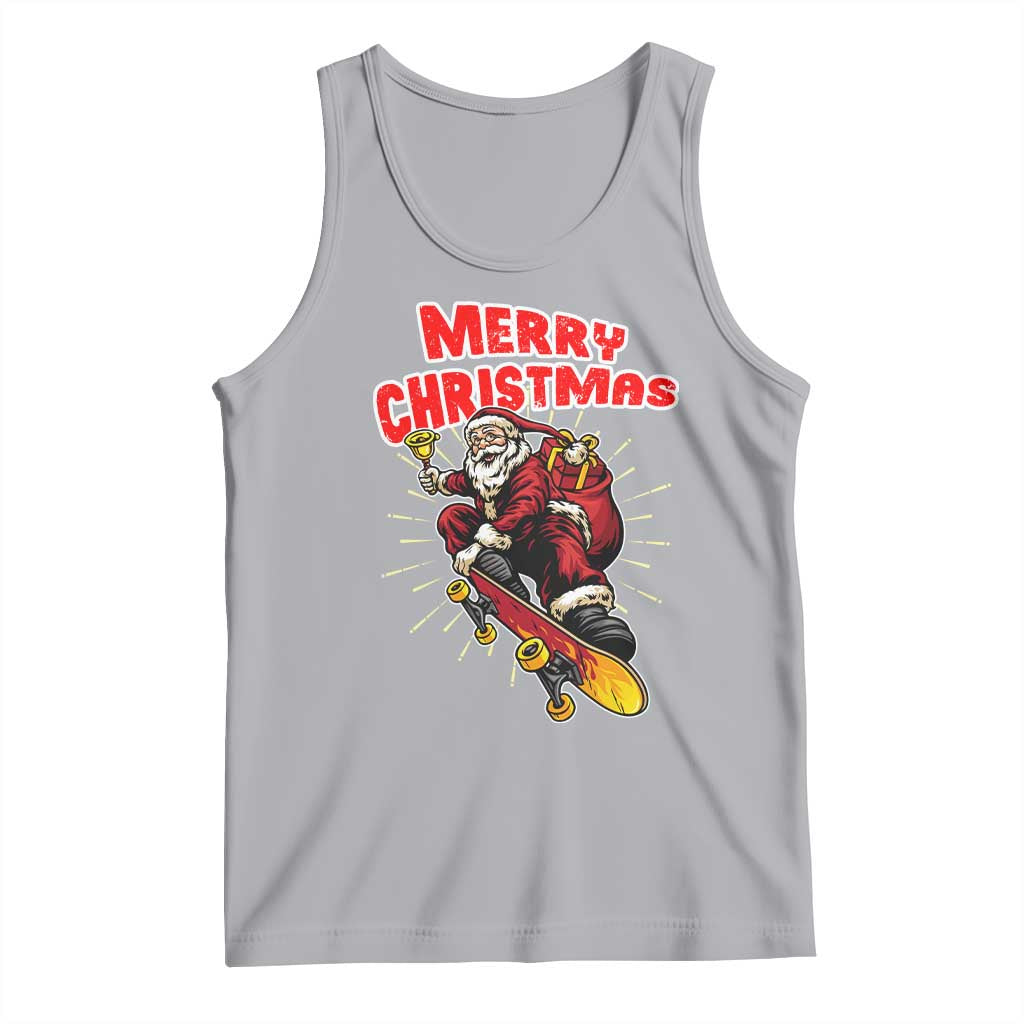 Santa Skateboarding Christmas Tank Top Funny Skater Xmas - Wonder Print Shop