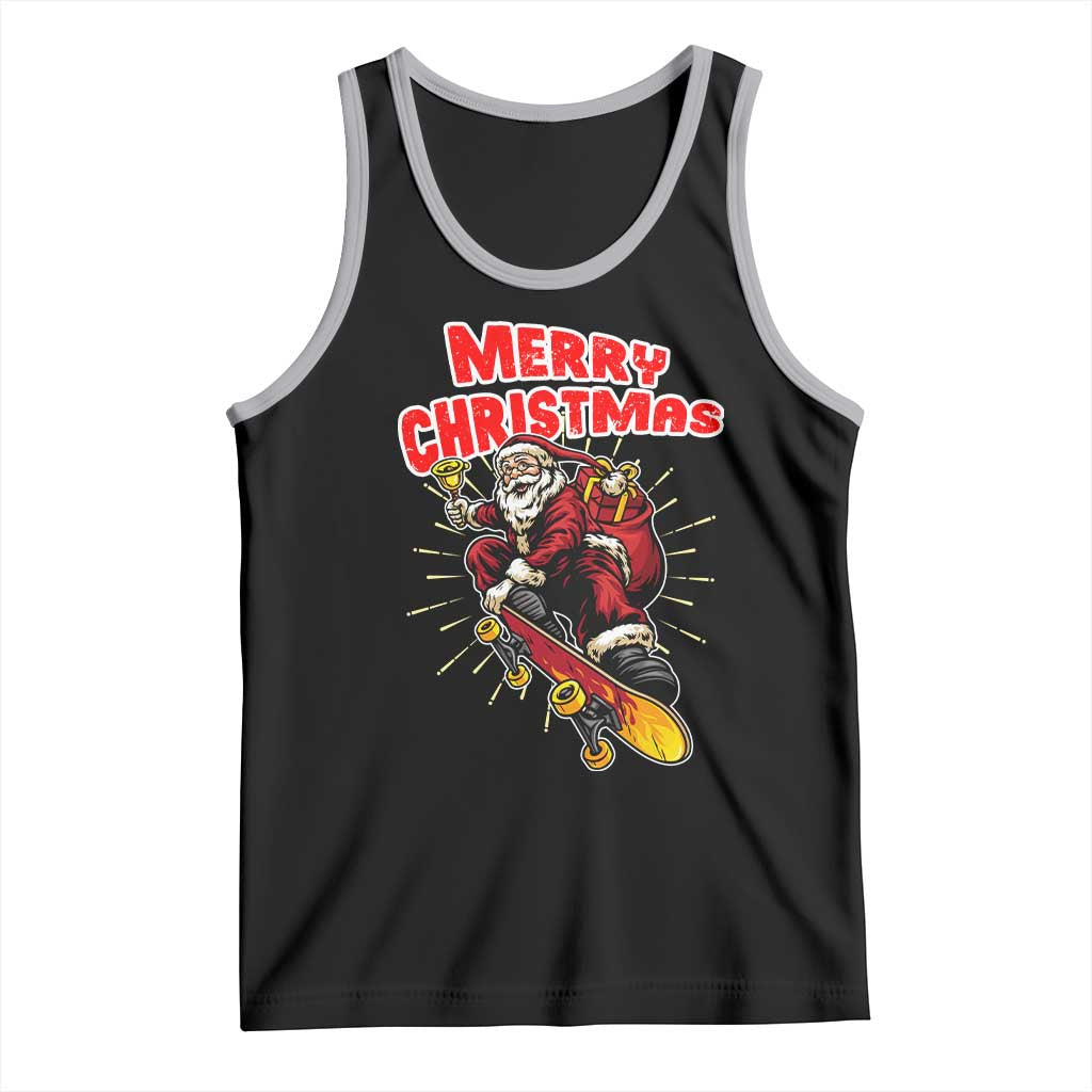 Santa Skateboarding Christmas Tank Top Funny Skater Xmas - Wonder Print Shop
