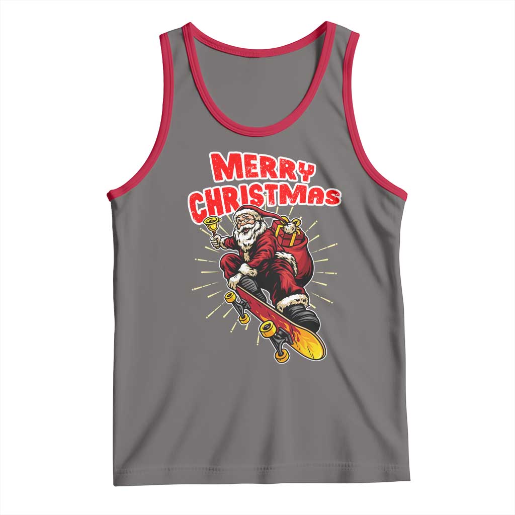 Santa Skateboarding Christmas Tank Top Funny Skater Xmas - Wonder Print Shop