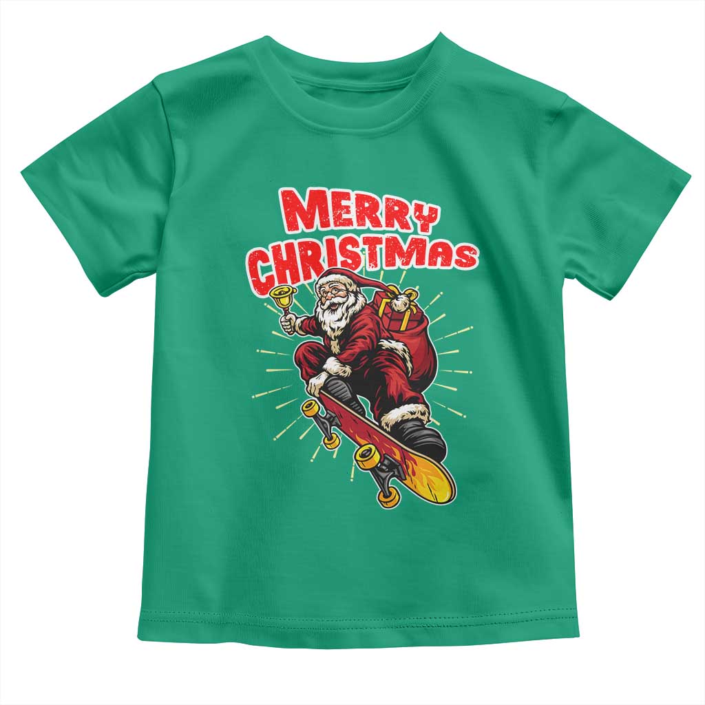Santa Skateboarding Christmas Toddler T Shirt Funny Skater Xmas - Wonder Print Shop