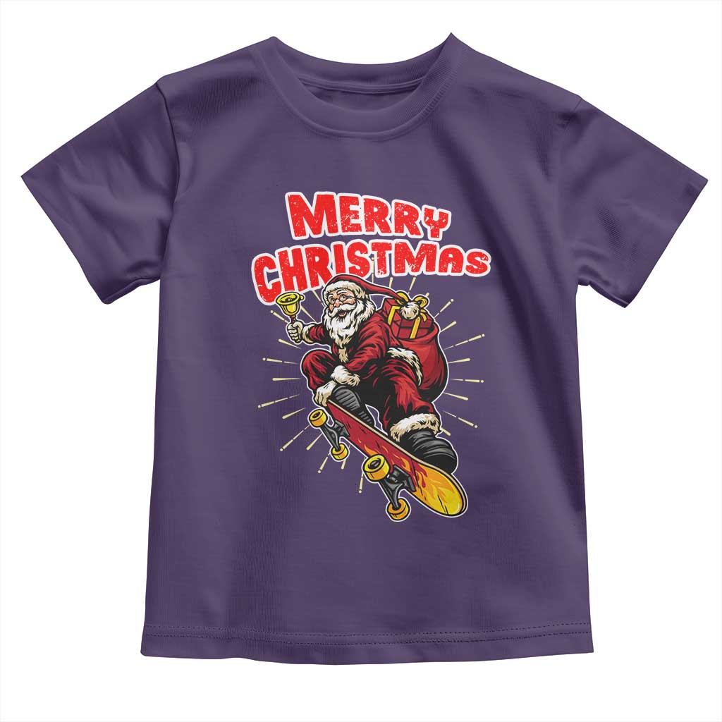 Santa Skateboarding Christmas Toddler T Shirt Funny Skater Xmas - Wonder Print Shop