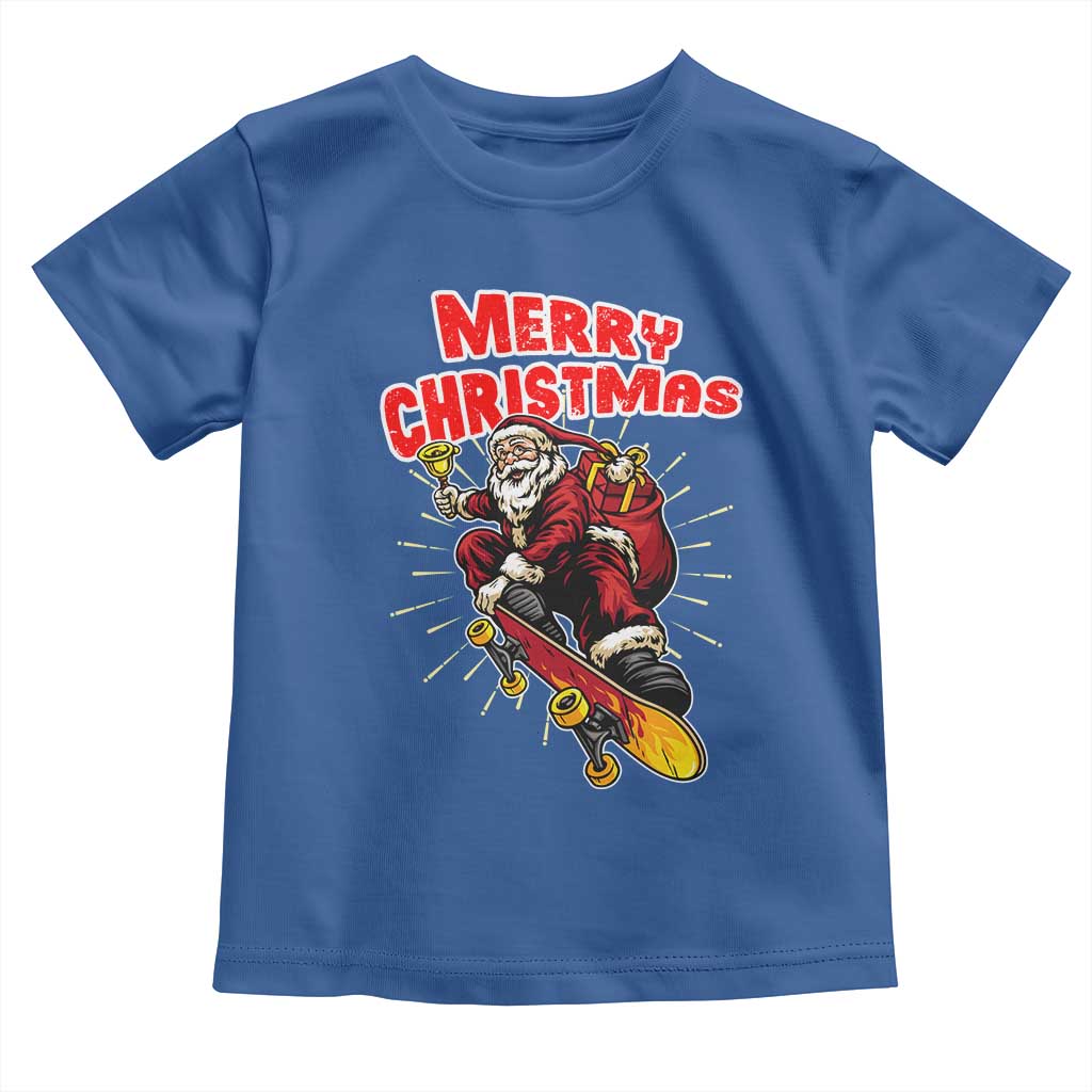 Santa Skateboarding Christmas Toddler T Shirt Funny Skater Xmas - Wonder Print Shop
