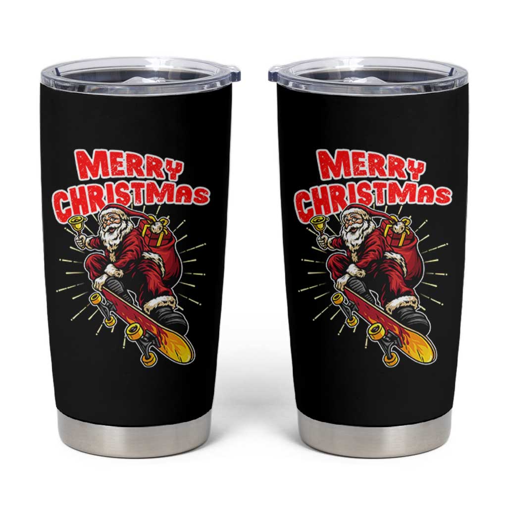 Santa Skateboarding Christmas Tumbler Cup Funny Skater Xmas - Wonder Print Shop