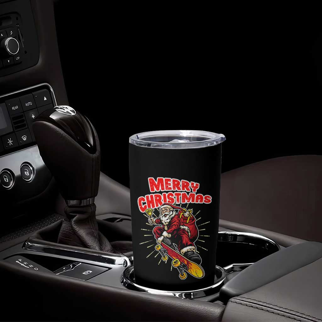 Santa Skateboarding Christmas Tumbler Cup Funny Skater Xmas - Wonder Print Shop