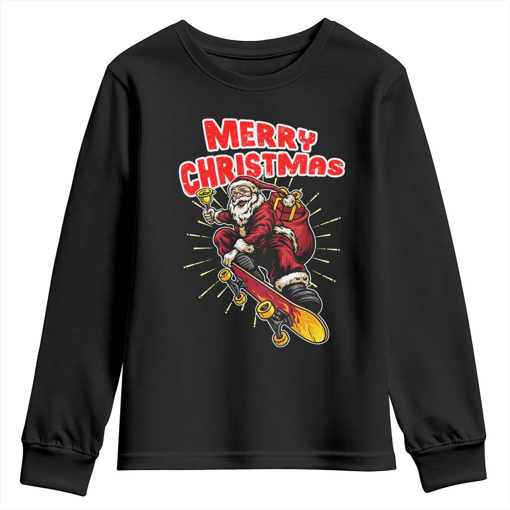 Santa Skateboarding Christmas Youth Sweatshirt Funny Skater Xmas - Wonder Print Shop