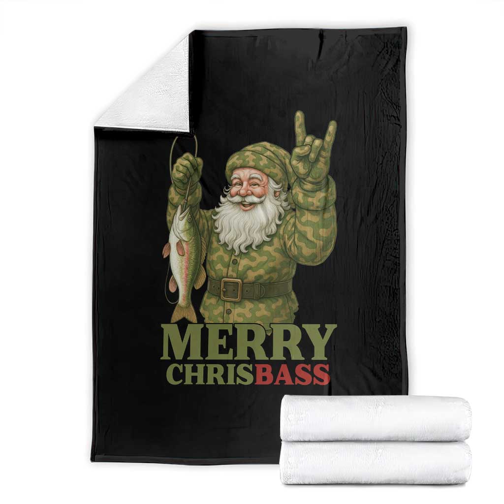 Funny Santa Camo Fishing Throw Blanket Merry Chrisbass - Wonder Print Shop