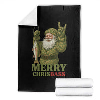 Funny Santa Camo Fishing Throw Blanket Merry Chrisbass - Wonder Print Shop
