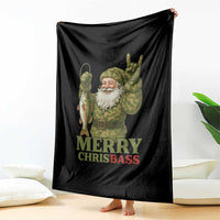 Funny Santa Camo Fishing Throw Blanket Merry Chrisbass - Wonder Print Shop