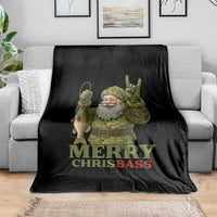 Funny Santa Camo Fishing Throw Blanket Merry Chrisbass - Wonder Print Shop