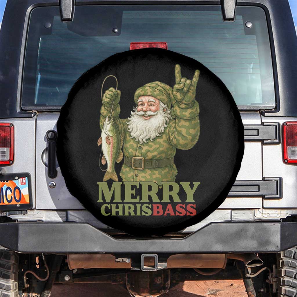 Funny Santa Camo Fishing Spare Tire Cover Merry Chrisbass - Wonder Print Shop