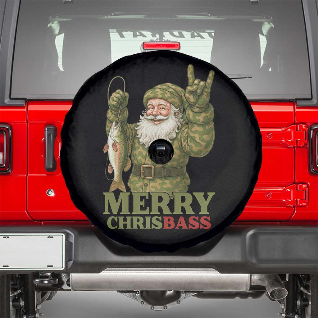Funny Santa Camo Fishing Spare Tire Cover Merry Chrisbass - Wonder Print Shop