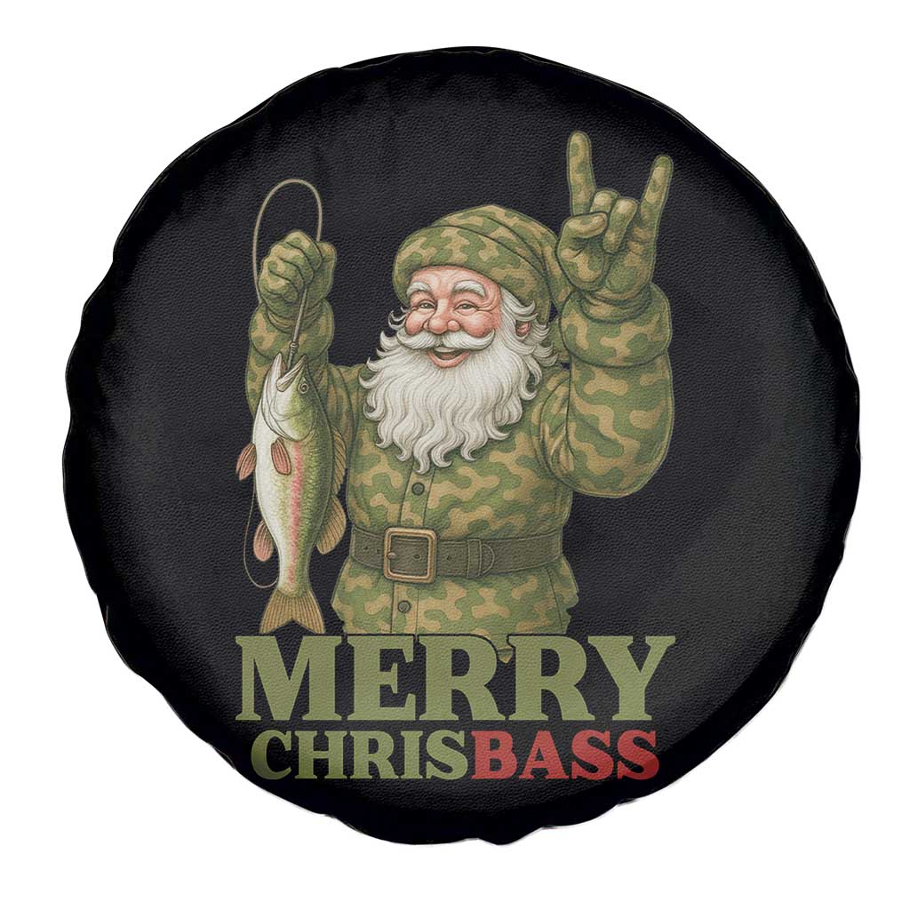 Funny Santa Camo Fishing Spare Tire Cover Merry Chrisbass - Wonder Print Shop