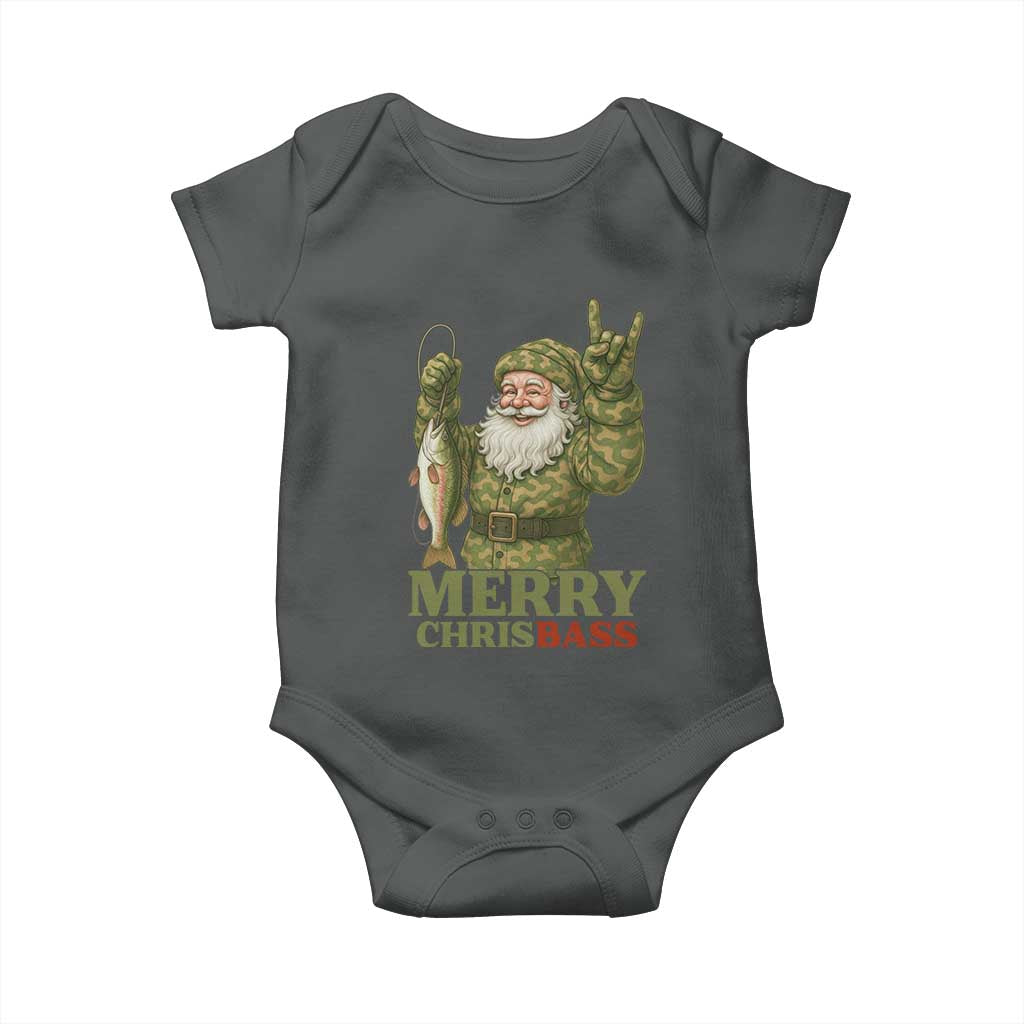 Funny Santa Camo Fishing Baby Onesie Merry Chrisbass - Wonder Print Shop