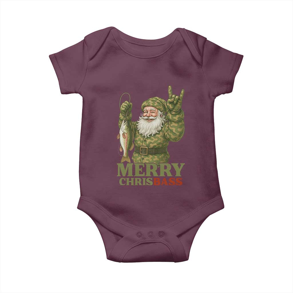 Funny Santa Camo Fishing Baby Onesie Merry Chrisbass - Wonder Print Shop