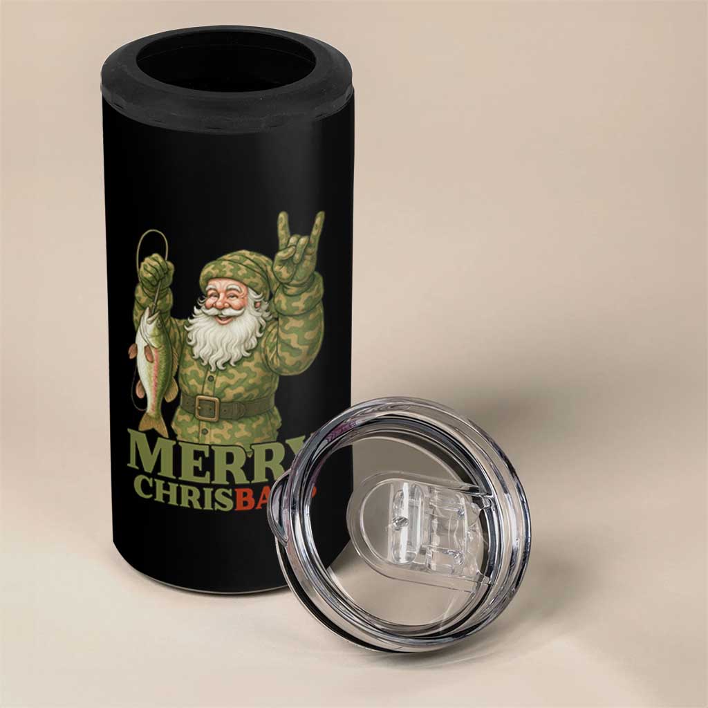 Funny Santa Camo Fishing 4 in 1 Can Cooler Tumbler Merry Chrisbass - Wonder Print Shop