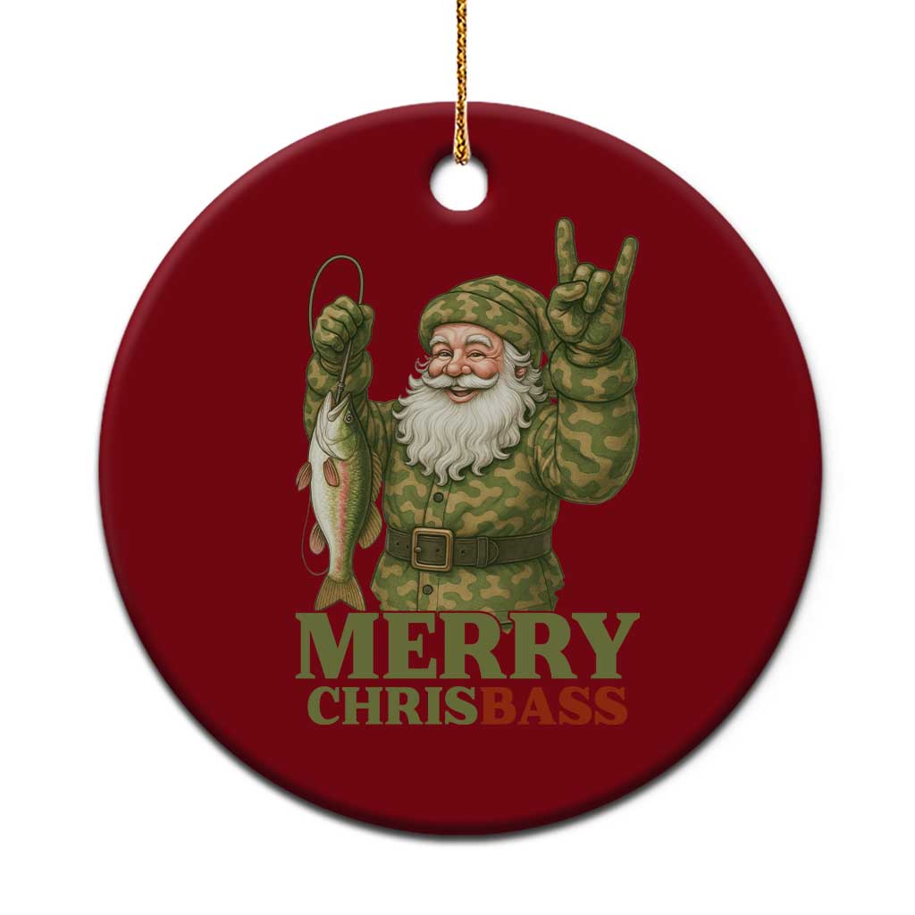 Funny Santa Camo Fishing Ceramic Ornament Merry Chrisbass - Wonder Print Shop