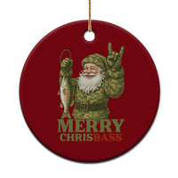 Funny Santa Camo Fishing Ceramic Ornament Merry Chrisbass - Wonder Print Shop