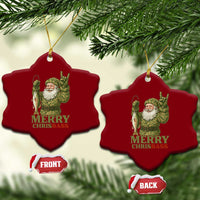 Funny Santa Camo Fishing Ceramic Ornament Merry Chrisbass - Wonder Print Shop