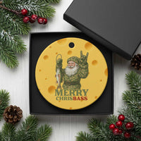 Funny Santa Camo Fishing Ceramic Ornament Merry Chrisbass - Wonder Print Shop