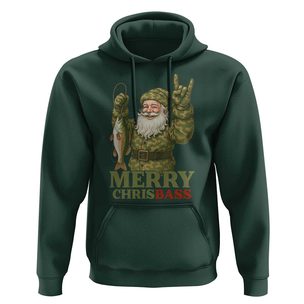 Funny Santa Camo Fishing Hoodie Merry Chrisbass - Wonder Print Shop