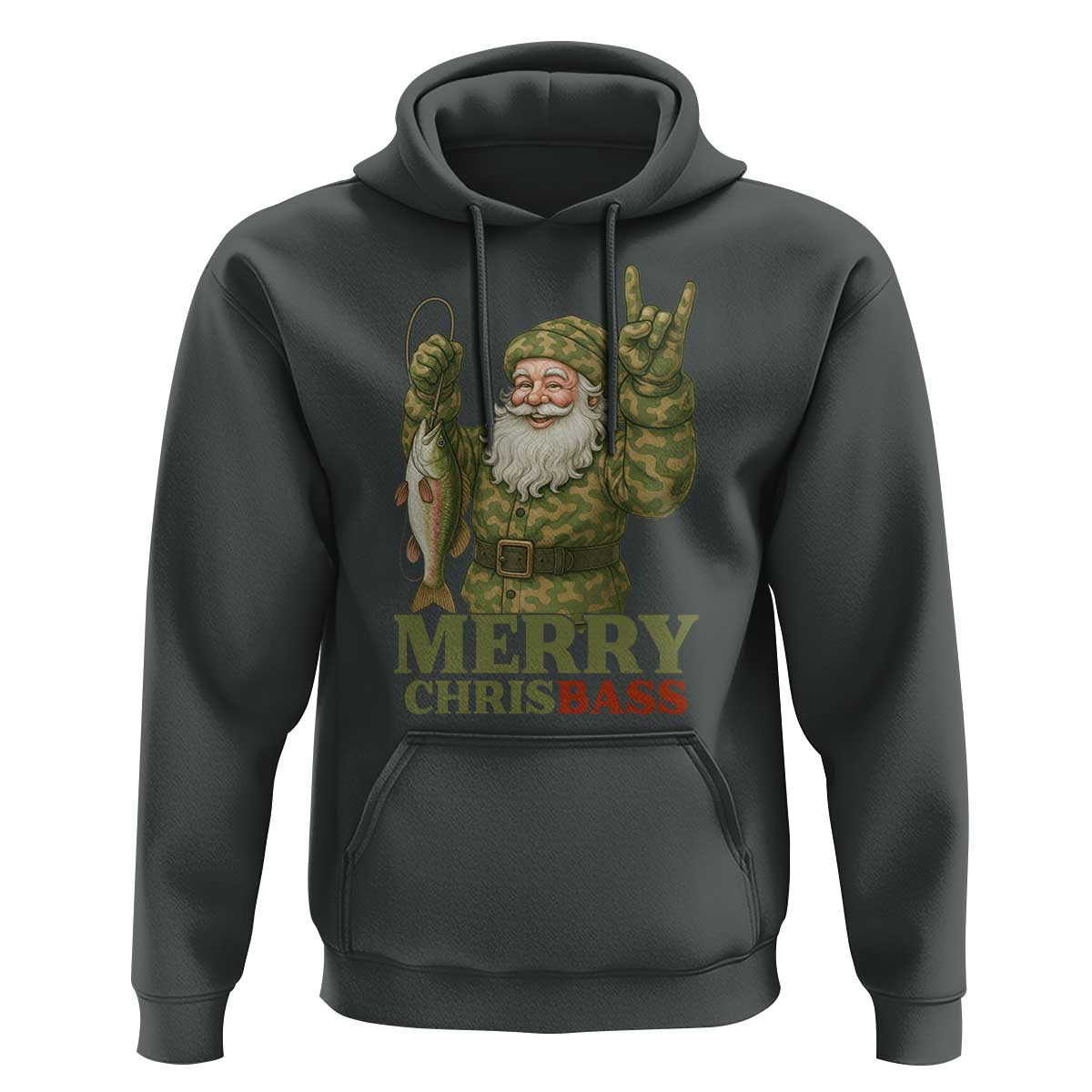 Funny Santa Camo Fishing Hoodie Merry Chrisbass - Wonder Print Shop