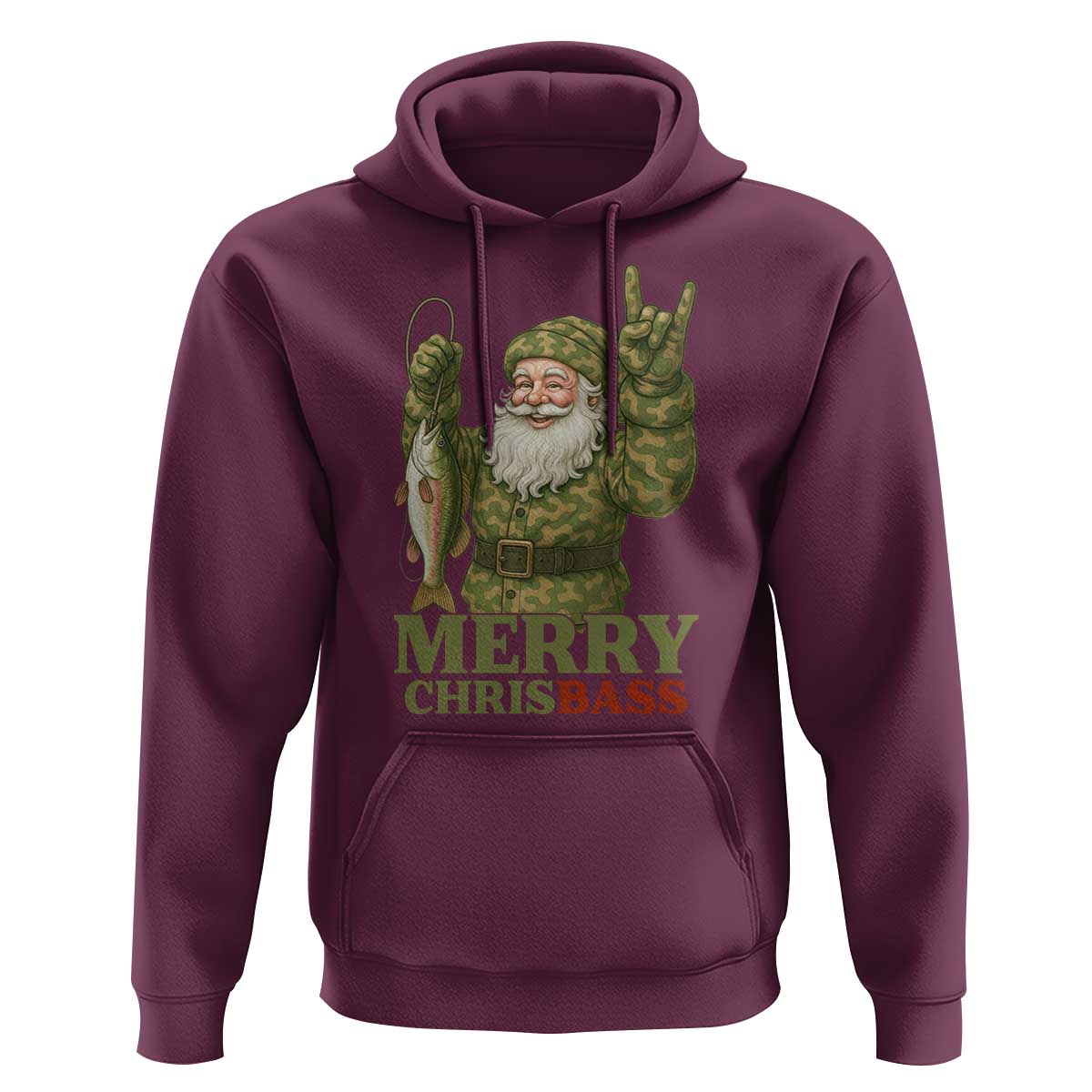 Funny Santa Camo Fishing Hoodie Merry Chrisbass - Wonder Print Shop