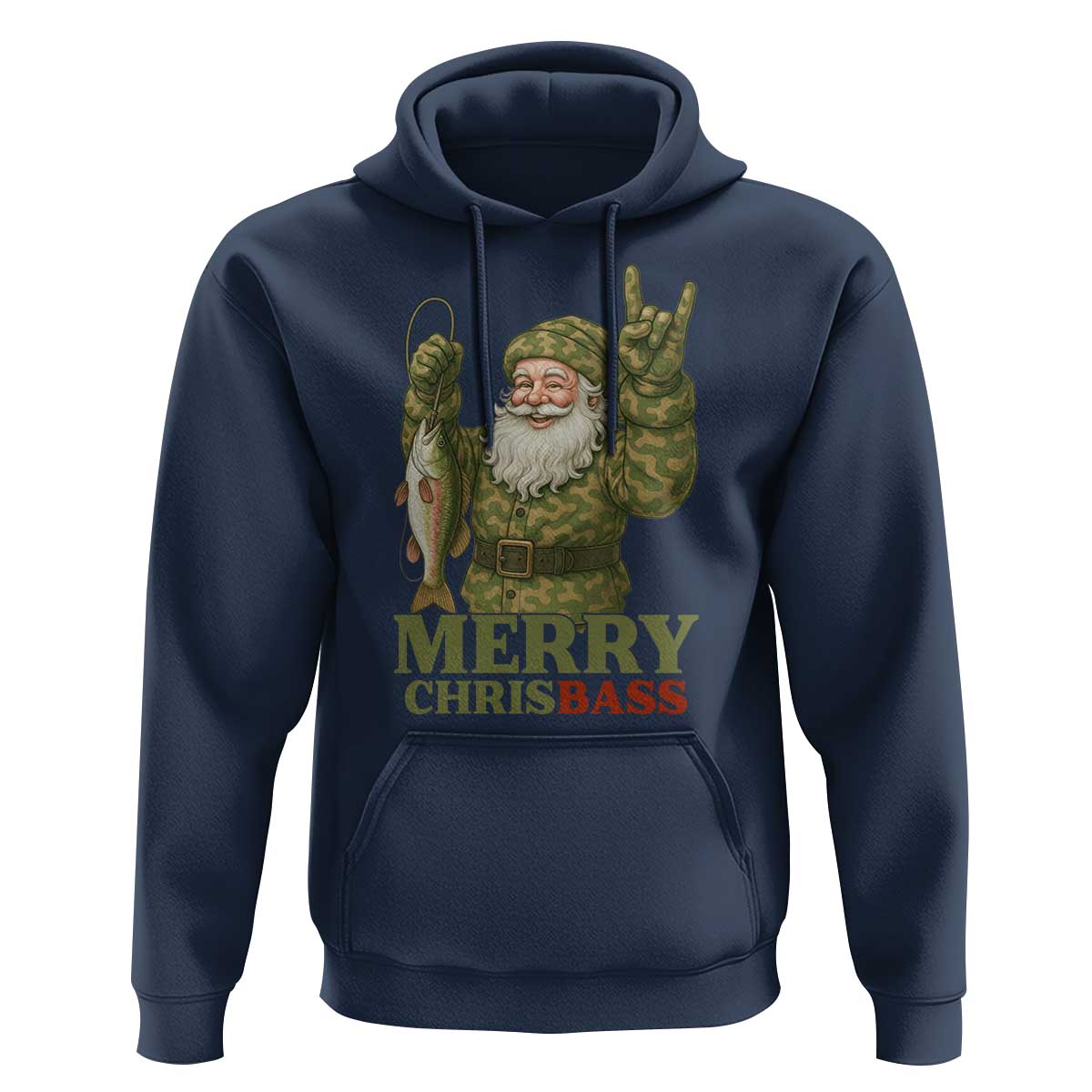 Funny Santa Camo Fishing Hoodie Merry Chrisbass - Wonder Print Shop