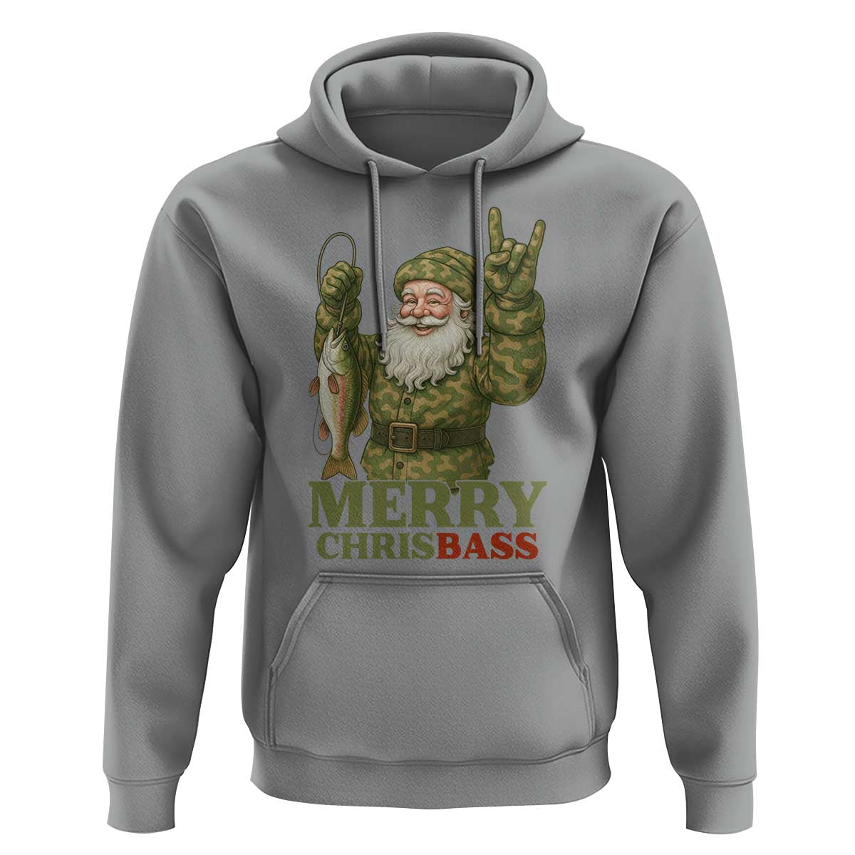 Funny Santa Camo Fishing Hoodie Merry Chrisbass - Wonder Print Shop
