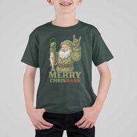 Funny Santa Camo Fishing T Shirt For Kid Merry Chrisbass - Wonder Print Shop