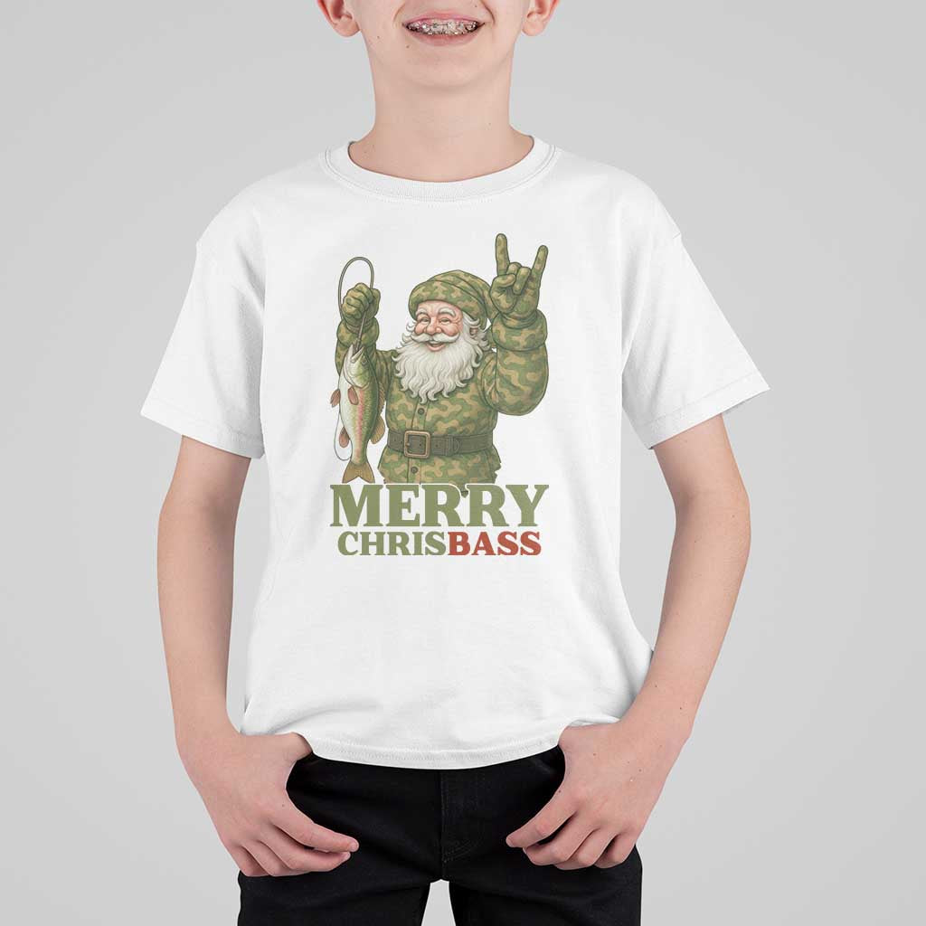 Funny Santa Camo Fishing T Shirt For Kid Merry Chrisbass - Wonder Print Shop