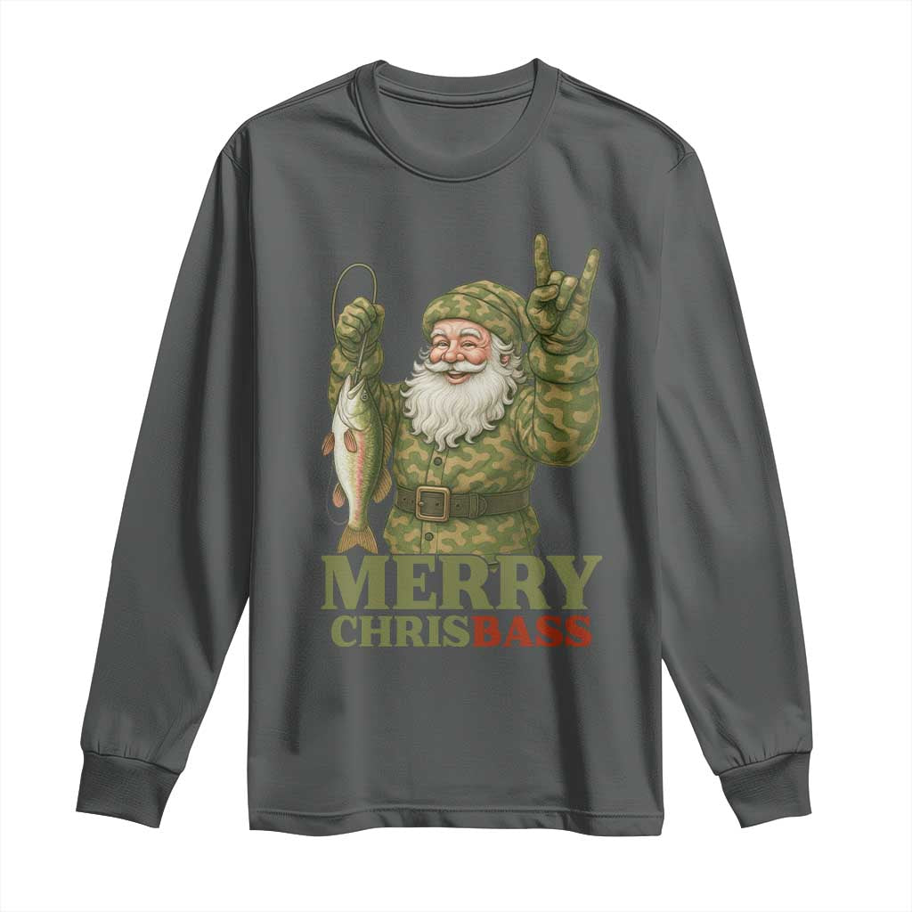 Funny Santa Camo Fishing Long Sleeve Shirt Merry Chrisbass - Wonder Print Shop