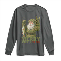 Funny Santa Camo Fishing Long Sleeve Shirt Merry Chrisbass - Wonder Print Shop