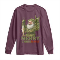 Funny Santa Camo Fishing Long Sleeve Shirt Merry Chrisbass - Wonder Print Shop