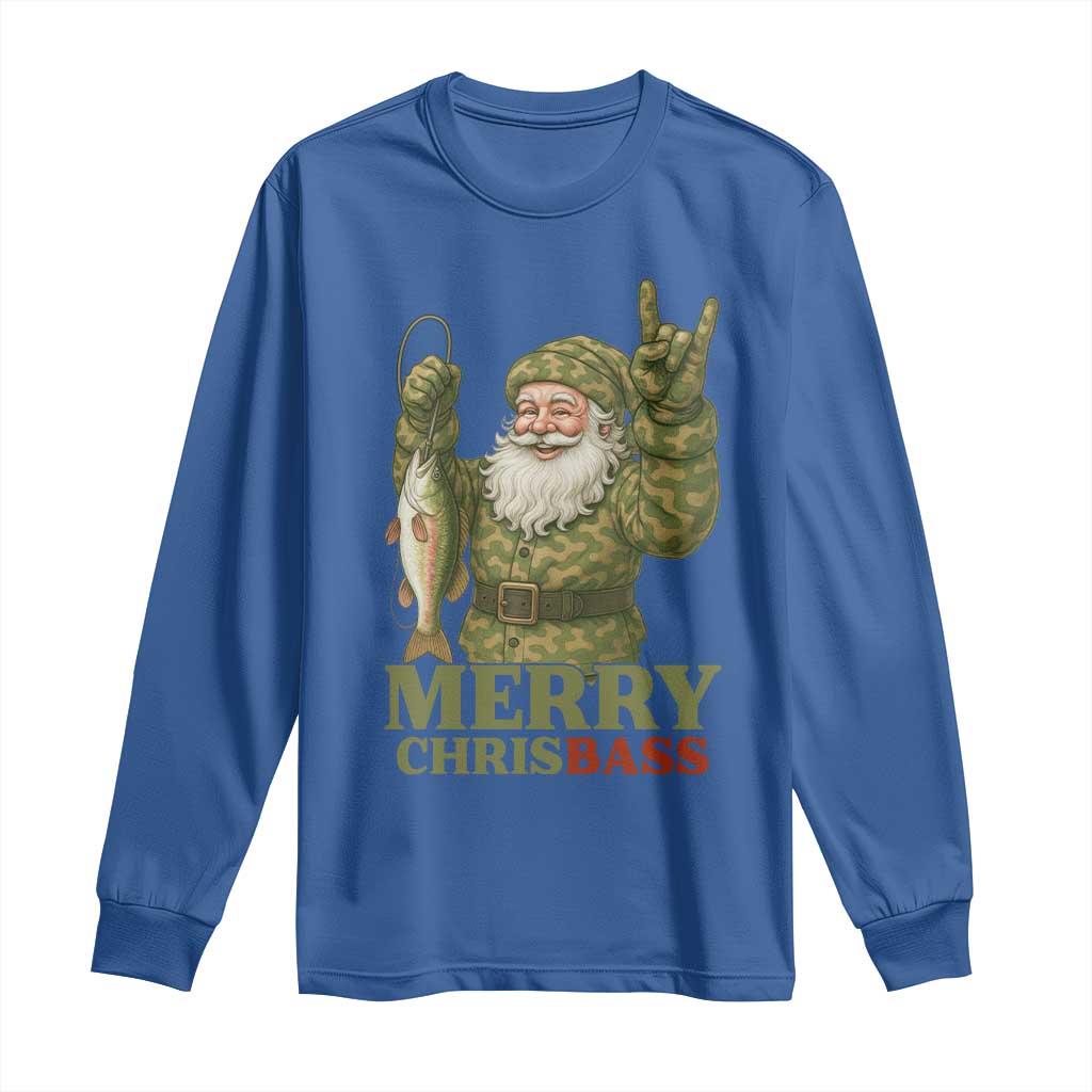 Funny Santa Camo Fishing Long Sleeve Shirt Merry Chrisbass - Wonder Print Shop