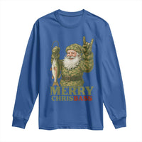 Funny Santa Camo Fishing Long Sleeve Shirt Merry Chrisbass - Wonder Print Shop