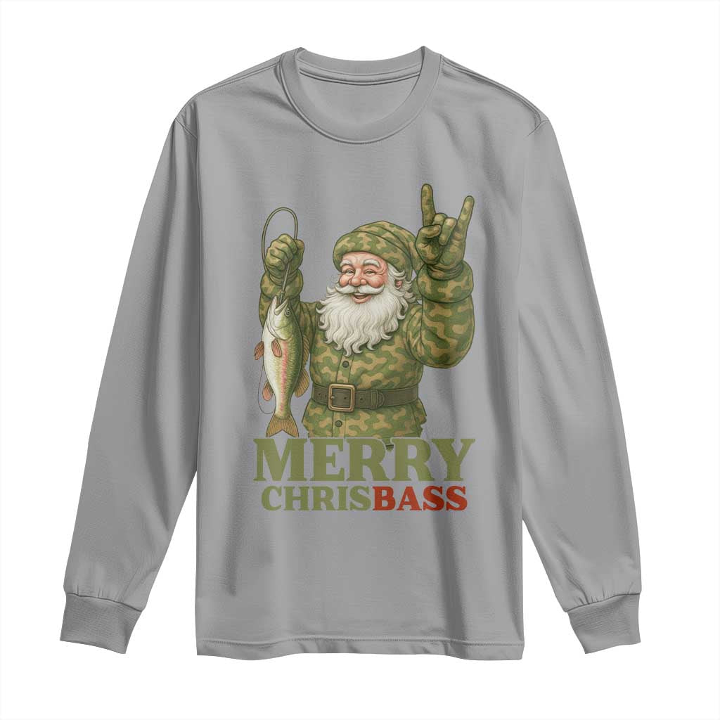 Funny Santa Camo Fishing Long Sleeve Shirt Merry Chrisbass - Wonder Print Shop