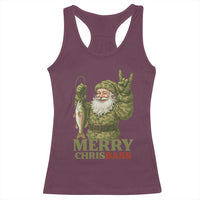 Funny Santa Camo Fishing Racerback Tank Top Merry Chrisbass - Wonder Print Shop