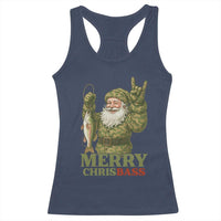 Funny Santa Camo Fishing Racerback Tank Top Merry Chrisbass - Wonder Print Shop
