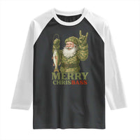 Funny Santa Camo Fishing Raglan Shirt Merry Chrisbass - Wonder Print Shop