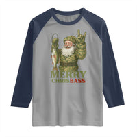 Funny Santa Camo Fishing Raglan Shirt Merry Chrisbass - Wonder Print Shop