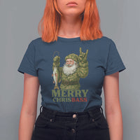 Funny Santa Camo Fishing T Shirt For Women Merry Chrisbass - Wonder Print Shop