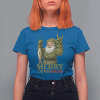 Funny Santa Camo Fishing T Shirt For Women Merry Chrisbass - Wonder Print Shop