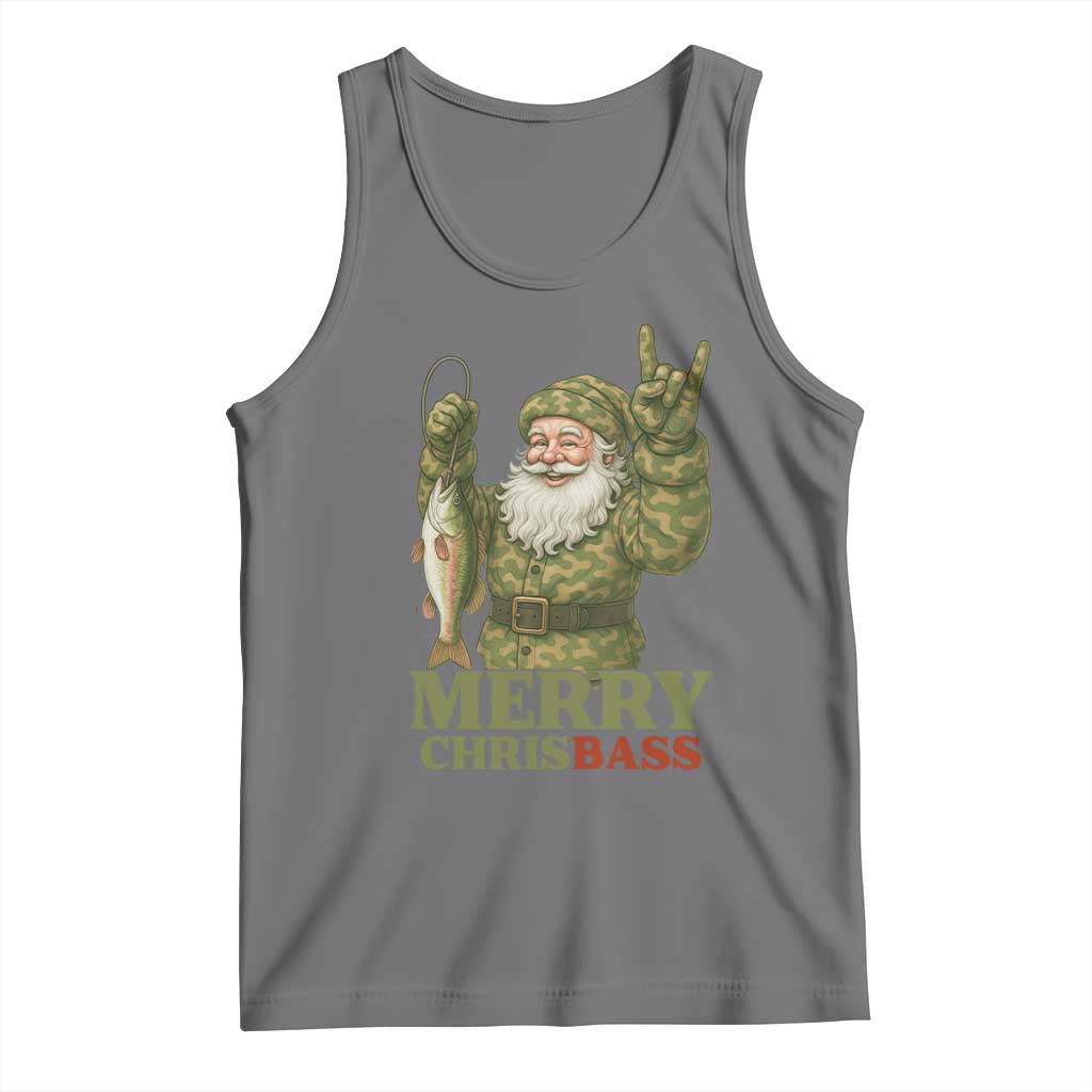 Funny Santa Camo Fishing Tank Top Merry Chrisbass - Wonder Print Shop