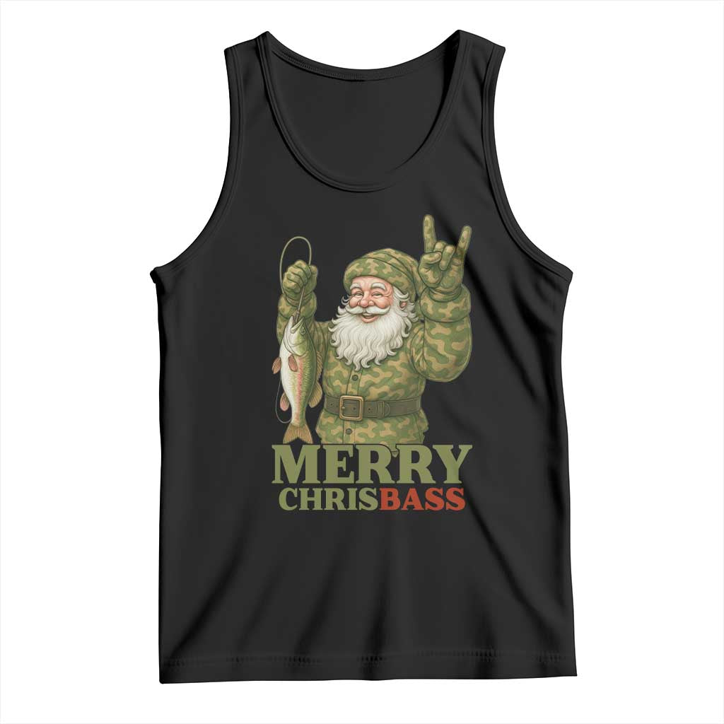 Funny Santa Camo Fishing Tank Top Merry Chrisbass - Wonder Print Shop
